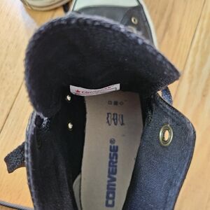 Converse Black Leather Sneakers With Gold Rivets.